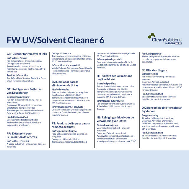 FW UV/Solvent Cleaner 6 (20kg can)