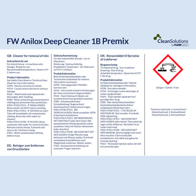 FW Anilox Deep Cleaner 1B Premix (200kg drum)