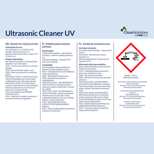 Ultrasonic Cleaner UV (20kg can)