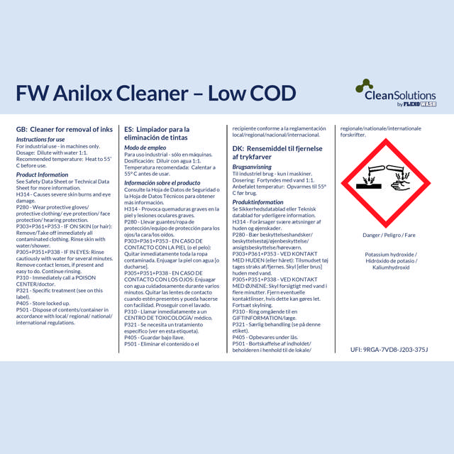 FW Anilox Cleaner – Low COD (20kg can)