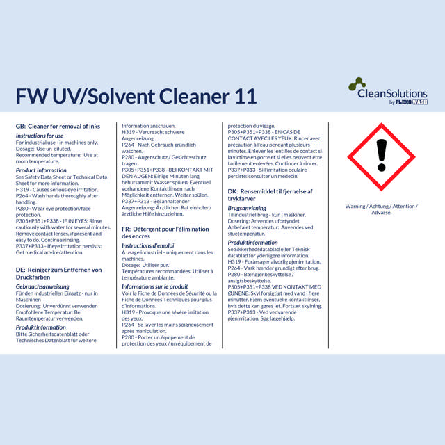 FW UV/Solvent Cleaner 11 (200kg drum)