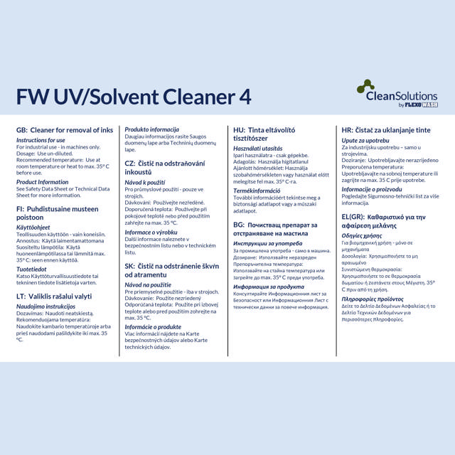 FW UV/Solvent Cleaner 4 (200kg drum)