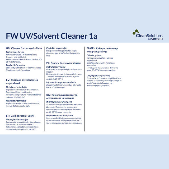 FW UV/Solvent Cleaner 1a (200kg in metal drum)