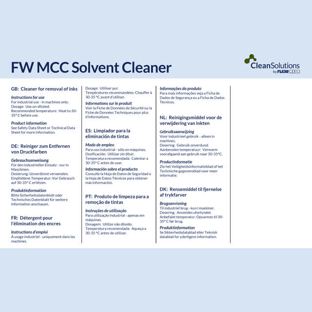 FW MCC Solvent Cleaner (1000kg IBC)